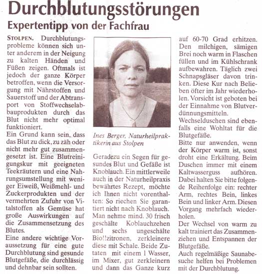 Artikel zum Thema Durchblutung