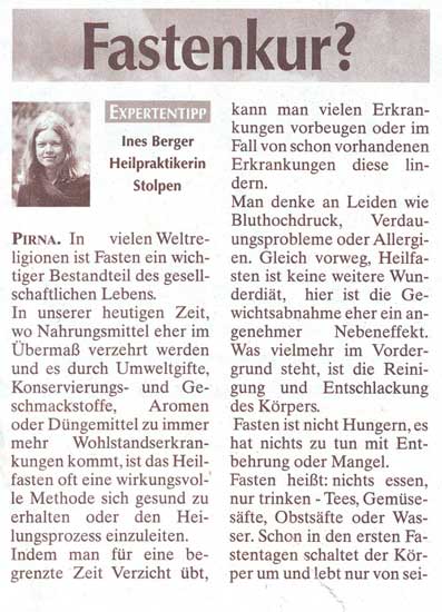 1 Teil des Artikels zur Fastenkur