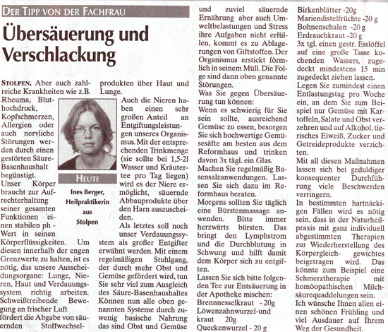 Artikel zum Thema Übersäuerung